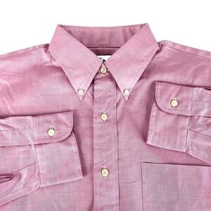 NEW Lands' End Long Sleeve Shirt Mens 15-33 M Reg Berry Easy Care Cotton Pocket